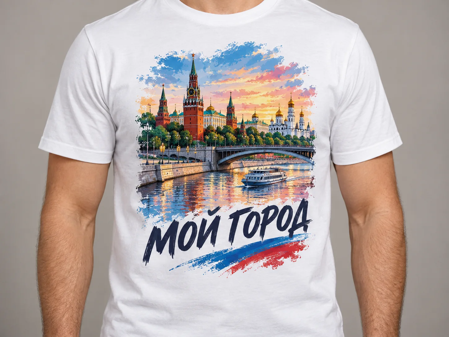 DTF на белой футболке